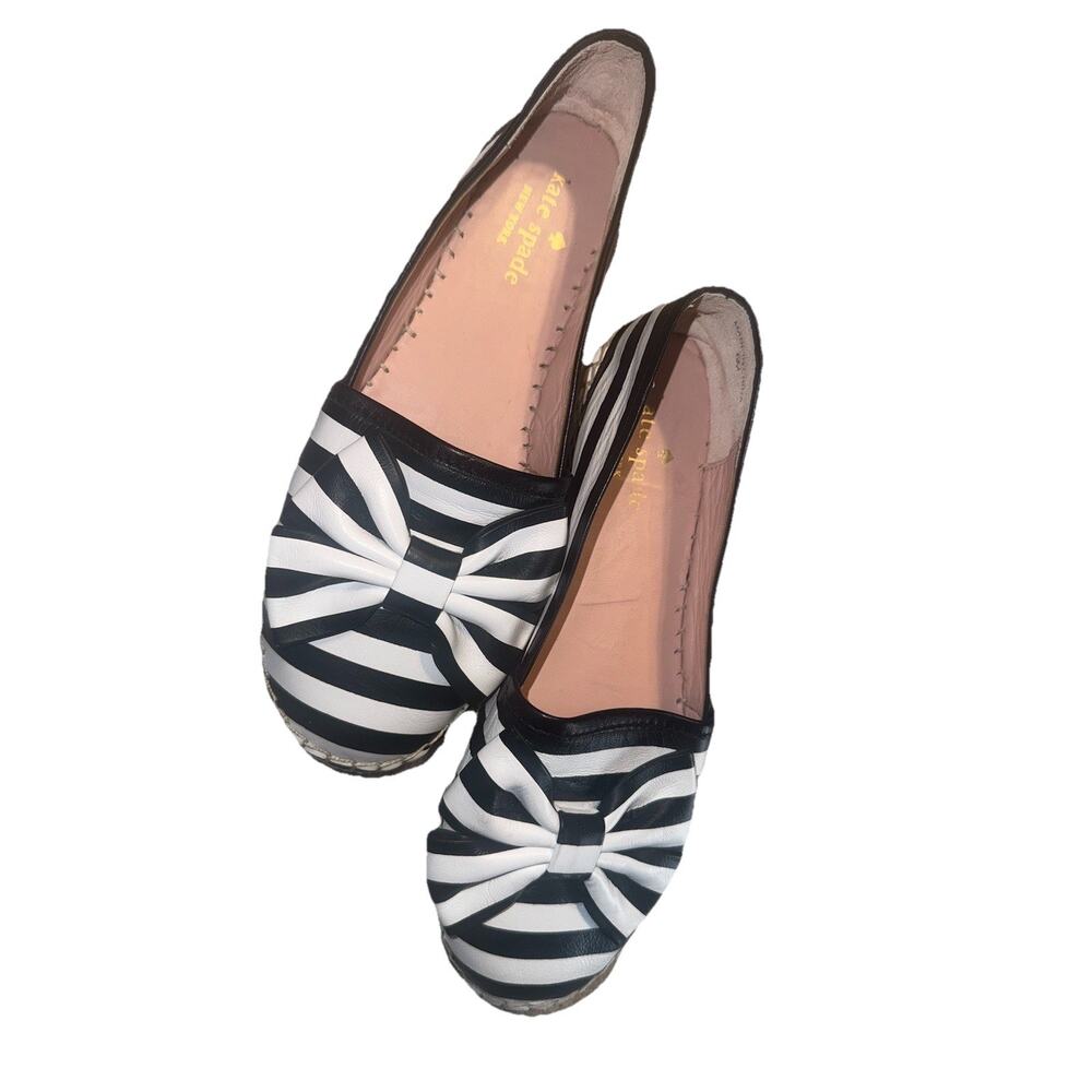Kate Spade New York LINDS Striped Espadrille Flats Size 6 Bow
